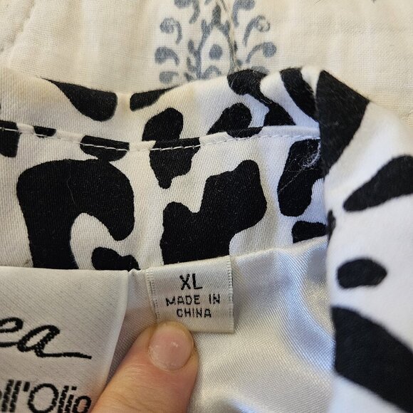 Linea Animal Print Cotton Blazer XL – 3/4 Sleeve Button Front Jacket Safari Chic - Picture 16 of 16